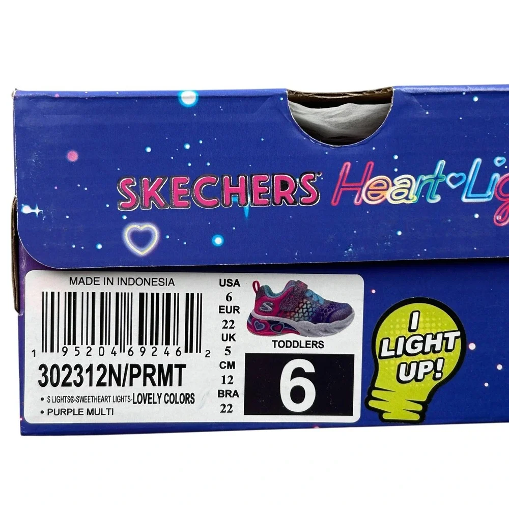 Skechers Baby Girls Slip-on Light-up Sneaker Size 6 Pink-Purple-Mult Lightweight